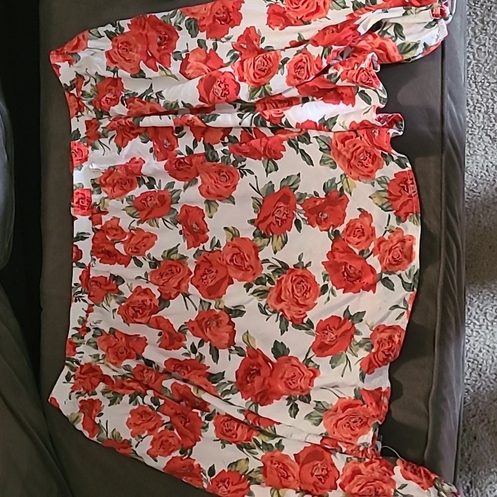 Off the shoulder rose-printed top